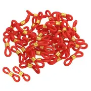 50pcs Eyeglass Chain Connector Silicone Strap Holder Chain End Loop Red Gold