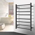 Electric Heated Towel Rail Rack Ladder Wall Warmer Stainless 8 Bar Black Square