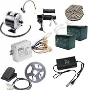 [YC Yier] 24V 350W Brushed DC Motor Complete Kit with Controller Battery Pack + DIY Parts Sprocket for Electric Bicycle E Bike Scooter Go Kart ATV Quad Buggy Razor E300 Mini Bike