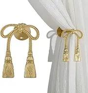 Brass Curtain Tiebacks Bow,1Pc Brass Curtain Holdbacks, Drapery Tiebacks with Screw, Retro Villa Living Room Curtain Wall Decoration