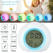 Kids Alarm Clock LED Digital Clock 7 Color Changing Night Light Bedside xiMfO