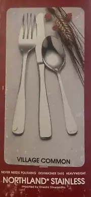 NEW VINTAGE NORTHLAND STAINLESS BY ONEIDA VILLAGE COMMON. 50 Pc SERVICE FOR 8.