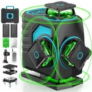 Laser Level, 4D Green Laser Level 360 Self Leveling, 4x360° 16 Line High Accu...