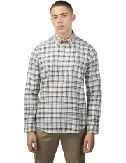 [Ben Sherman] Oxford Check Long Sleeve Shirt in Snow White