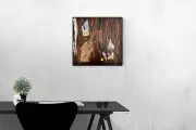 THE ROOSTER 4 - Woman Wood Grain Collage Painting - Steven Tannenbaum Original