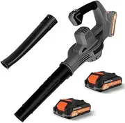 Leaf Blower Cordless,Electric Lightweight Leaf Blowers with 2 * 20V 2.0Ah Battery and Charger,2 Speed Modes,3.68lbs Non-Slip Hand Blower for Lawn Care, Yard, Sidewalk and Snow Blowing,Green Gray
