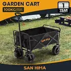 San Hima Folding Camping Wagon 100kg Beach Trolley 360° Wheel Garden Cart Picnic