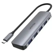 Unitek 4 Port Powered USB-C USB 3.1 5-in-1 Multi-Port Hub with USB-C Connector - Space Grey Includes 4x USB-A Ports + Micro-B Power Port - Data Transfer Rate up to 5Gbps - Plug & play [H1107A]