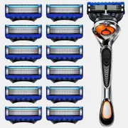 5 Blade Razor for Men with Lubrication and Precision Beard Trimmer, Handle and 12 Cartridges (Cartridges fit Razor Handles only)