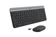 Logitech MK470 Slim Compact Wireless Keyboard Pebble Mouse Combo Bundle Set