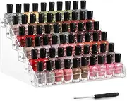 QIANQIAO Nail Polish Organizer, 6-layer Acrylic Display Rack, Can Store Eye Shadow Tray, Cosmetics, Sunglasses Display Rack, Nail Polish Display Rack, Can Hold 60 Bottles of Nail Polish