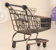 Mini Shopping Cart Metal Frame Kids Pretend Play Toys Bronze