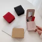 PU Leather Lipstick Bag With Mirror Lipstick Storage Case Makeup Bag