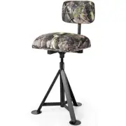 Gymax Swivel Hunting Chair Tripod Blind Stool with Detachable Backrest Black