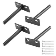 4 Pcs Floating Shelf Bracket 4 Inch Shelf Brackets Heavy Duty Black Blind She...