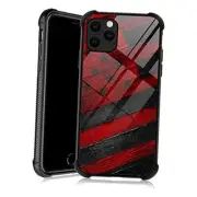 DJSOK Case Compatible with Black iPhone 13 Black red wood grain American flag