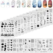 KADS 20pcs Nail Stamp Plates Set - Leaves, Flowers, Animal Nail Art Templates (20 Pcs)