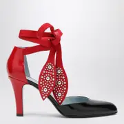 [Valentino Garavani] Black and red Foliefoliage décolleté 38 IT Red