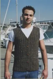 Karabella Yarns Knitting Pattern KK197 Soft Tweed Vest Men Unisex 38"-44"