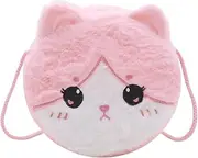 [JASASCCEL] Girls Kids Fluffy Fuzzy Unicorn Crossbody Purse Cute Animal Rainbow Tie Dye Plush Shoulder Bag Coin Purse, Kitty-pink, One Size