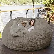 Stuffed Animal Storage Bean Bag Cover Without Filling Super Soft Cotton Linen Beanbag Seat Chair Covers for Adults Children Pets Dogs/Cats Without Filling,Coffee,180x90cm