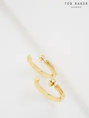 Ted Baker Gold Tone Large Hisla: Hidden Heart Hoop Earrings (W86666) | $111