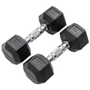 METEOR 7kg Rubber Hex Dumbbells, Hex Dumbbells, Fixed Weight Dumbbells, Gym Weights, Dumbbell Weights (1 Pair)