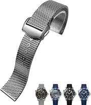 [UMCNVV] 20mm Titanium Steel Watch Band Mesh Folding Buckle Watch Strap For Omega Seamaster 007 For Men Bracelet