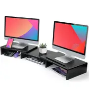 Dual Monitor Stand Riser 3 Shelf Adjustable Length Angle 2 Extra PC Laptop