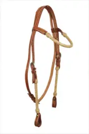 Western Natural Leather Set of Rawhide Braided Headstall/Breast Collar