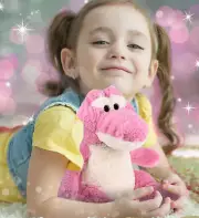 DolliBu Cute Plush Sitting Pink Alligator Soft Fur Stuffed Animal - 10 Inches