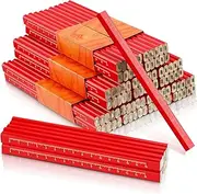 Zonon 100 Octagonal Carpenter Pencils, Red Hard Black Construction Pencils for Woodworking and Concrete Marking