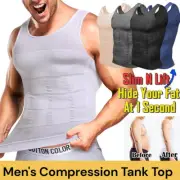 Mens Compression Vest Shirt Moobs Slimming Tummy Control Body Shaper Singlet Top
