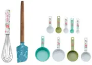 Pioneer Woman 11 Pc Baking Measuring Cups Spoons Spatula Whisk Blooming Bouquet