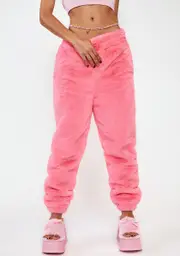 [Girlfriend Material] Pink Tommy Faux Fur Pants
