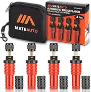 MateAuto Automatic Tire Deflator Kit, 4 Piece Adjustable Auto Air Down Tire Deflators, 10-30 PSI Screw-on Tyre Air Down Tool for Offroad 4x4 (4 Piece Red)