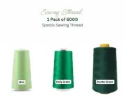 Shades of Green Sewing Thread - 6000 Yard Spool, 100% Polyester Overlock Cone