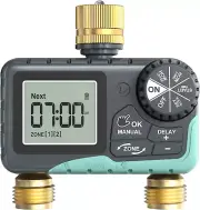 RAINPOINT 2 Zone Sprinkler Timer with Brass Inlet and Outlet - Water Timer for G