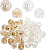 [Aylifu] 40 Pieces Earring Safety Backs Hypoallergenic Stud Earring Stoppers Covered by Silicone,Gold & Silver
