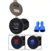 DC 12-24V Car Motorcycle Red Blue LED Digital Display Voltmeter IP66 Waterproof