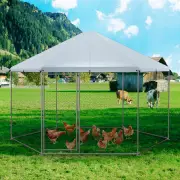 CostwayChicken Run House Spire-shaped Cage with Wire Mesh and Lockable Door for Duck, Goose, Rabbit