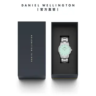 Daniel Wellington 手錶 Iconic Link Mint 36mm薄荷綠精鋼錶-耀目亮銀-粉綠錶盤(DW00100539)