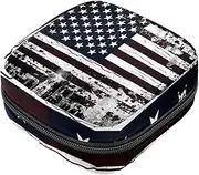 Period Bag,Sanitary Napkin Storage Bag,Black and White USA Flag,Tampon Bag for Purse
