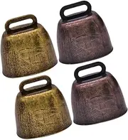 Parliky 4pcs Metal Cow Bells Jingle Bells for Farm Sheep Cattle Loud Vintage Design