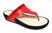 TS TAKING SHAPE size 9 / 40 Red Capri Slide crystal wedge thongs comfy shoes NIB