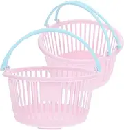 2pcs Miniature Plastic Hand Basket for Multi Purpose Storage Decorative Baskets for Home Decor Miniature Crafts and Playtime Fun