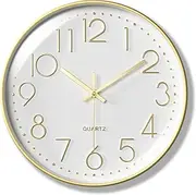 Quartz Wall Clock with Temperature Display and Hygrometer, 30 cm, No Ticking Noise, Silent Sweep Movement, Easy to Read Wall Clock for Room, Office, School, Kitchen