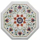 18" Marble Side Corner Table Top Semi Precious Inlay Tuesday Giving