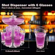 Pour Shot Dispenser with 6 Cups 18 Effect Lights Shot Glass Dispenser·-