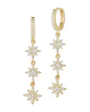 Aqua Star Drop Earrings in Sterling Silver or Yellow Gold Plated Sterling Silver - Exclusive